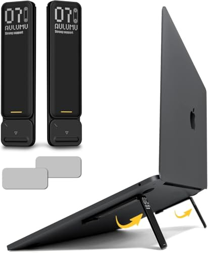 Aulumu G07 Pop Up Leg Stands Laptop, Super Portable Cooling Laptop Stand, Ergonomic Laptop Riser Lift for Desk for MacBook, All Laptops, Tablets, 8-20'', Black