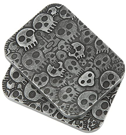 Wakects Fidget Slider Toy,Portable Metal Magnetic Poker Push Slider con Patrón de Calavera para TDAH, Autismo, Ansiedad, Alivio del estrés, 4,5 x 3,5 x 1 cm, bolsa de almacenamiento