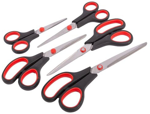 blackspur 5pc Black Stainless Steel Scissors Set - Home Office School Kitchen Craft Paper Cutting Stationery Shears Pack