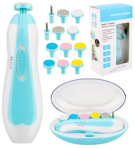Baby Nagelknipser 14 in 1, Baby Nagelfeile Elektrisch Maniküre Set, Elektrischer Baby Nageltrimmer, Nagelpflegeset Baby mit 12 Ersatzpads Pflegeset für Neugeborene Säuglinge Kleinkinder Erwachsene
