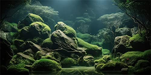 MIRRORANG 120x50cm Tropisk fisktank Affisch Bakgrund Flod Bed & Lake Vattenväxt Undervattens akvarium Bakgrund Vinyl