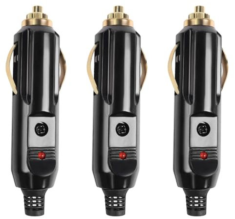 HATMINI Spina maschio per accendisigari da 12 V, presa AUX da 20 A, ricambio per presa accendisigari, 12 V/24 V, in bachelite, 3 pezzi