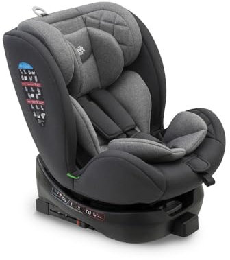 Silla Coche Bebe Giratoria 360º Interbaby | 0-12 Años, 40-150cm | Anclaje Isofix, Protección Lateral SIP de Impactos, 4 Posiciones Reclinable, 11 Posiciones Cabezal | Gris