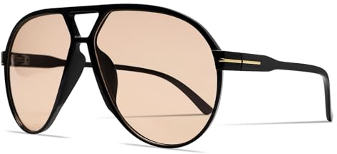 GUVIVI Retro Aviator Sunglasses for Women Men Oversized Classic 70s Vintage Trendy Tangle Free Square Aviators Sun Glasses