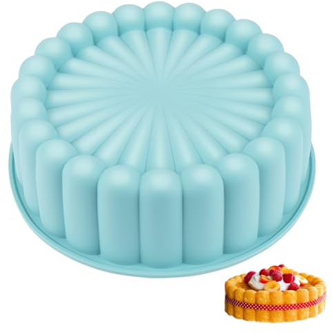 Stampo Silicone Torta, 20cm Stampi in Silicone Rotondi, Stampo Torta Silicone, Stampi per Torta Rotondi Scanalati Teglia Silicone Rotonda Tortiera in Silicone, per Formaggio, Torte Arcobaleno