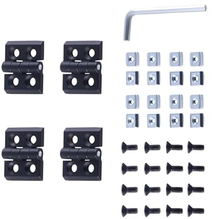 GIVIHGETI 4 Stück Scharnier M4 für 2020 Aluprofil Schlitz 6mm Klappscharnier Zinklegierung Flexibler Scharnier mit Nutenstein, Schrauben M4, Aluminiumprofil Scharnier für DIY 3D-Drucker