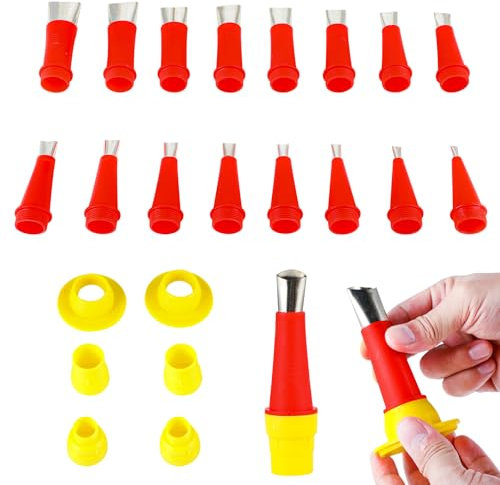 (22 Stück) Universal Integrierte Gummidüse Werkzeug Kit, Silikonspritze Aufsätze, Verschiedene Größen Kartuschenspitzen, Transparent Silikontüllen, Silikon Spitzen Kartuschenspitzen, Silikonspitzen