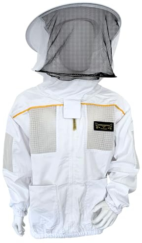 Imkerschutzjacke Imkerjacke Low-Air mit integriertem Schleier weiß mit Reißverschluss Größe XL