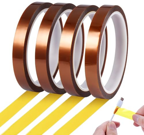 4 Rollos Cinta Termica Sublimacion,12mm x 33m Cinta Adhesiva de Poliimida,3D Cinta de Transferencia Térmica,Cinta Resistentes alta Temperatura al Calor,Para Enmascarar,Soldar,Sublimación (Marrón)