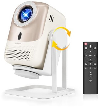 Proiettore【Auto Focus/Keystone & Rotazione a 360°】Smart Proiettore Portatile con Android OS,Supporto 4K,1080P Nativo,450 ANSI,WiFi 6 Bluetooth 5.2,Home Cinema Proiettore per iOS/Android/PS5/USB/HDMI