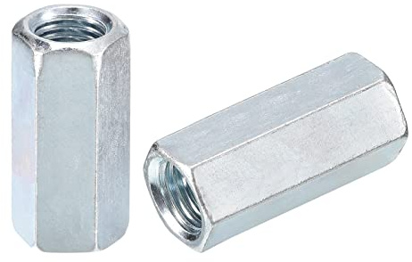sourcing map 2pcs M16x22x50mm Coupling Nuts - Galvanized Carbon Steel Hex Threaded Rod Coupler for Furniture, Electronic, Industrial