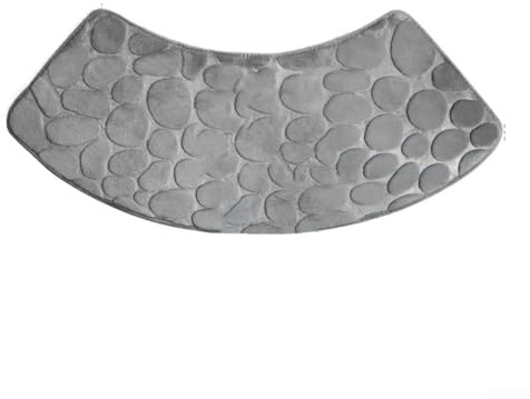Tapete de baño curvado en forma de abanico, tapete de baño antideslizante, tapete de poliéster lavable, tapete de baño semicircular (gris claro)
