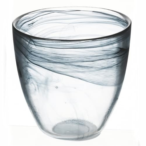 Set 6 Bicchiere acqua bombato 280 ml in vetro, superficie sfumata, nero, Alabastro