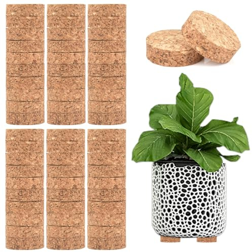 MOPLA 60 Pièces Pied Pot de Fleur Invisible, Pieds Invisibles pour Pots De Fleurs, Pieds de Pot de Plantes, Adapté Aux Plantes D'Intérieur Et D'Extérieur Pots De Fleurs Support en Liège