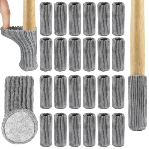 24pcs de Chaussette Chaise pour Pieds de Chaise - Pieds de Meubles - Évitez Les Rayures et Le Bruit - Patins Antidérapants pour Convient aux Pieds de Chaise de 1 à 2 de Diamètre - Gris
