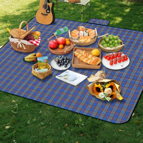 Alaoo Picknickfilt, vattentät picknickfilt, 200 x 200, blå | Vikbar picknickmatta med bärbart handtag för strand, park, vandring, camping