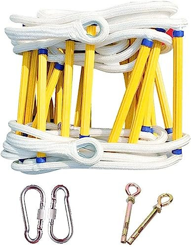 OYYMTE Escalera de Cuerda de Escape de Emergencia Cuerda ignífuga con Gancho en 2-9 Capas de Escape de Incendios, despliegue rápido, Compacto(5m)