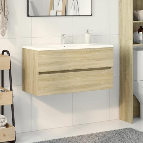 Juroupi Mobile Lavabo Rovere Sonoma 90x38,5x45 cm in Legno Multistrato,Mobili Bagno,Mobile Lavabo,Mobile Lavabo Bagno-849638