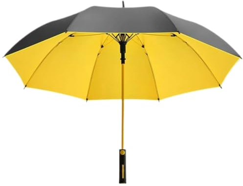 Chesoon Paraguas Golf 53 Pulgadas Apertura y Cierre Automático Recto Automático Grande Resistente al Viento Cubierta 8 Varillas de Fibra Reforzadas Impermeable Amarillo