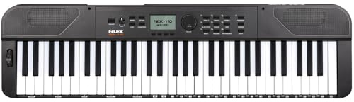 NU-X | NEK-110 61-Key Portable Digital Keyboard | Touch-Sensitive Keys, 700 Sounds, 100 Rhythms, Live Mode, USB-C MIDI & Bluetooth, Rechargeable Piano Keyboard for Beginners and Adults | Black