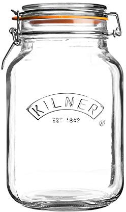 Kilner Bügelverschluss Glas | 2 L | Quadratisch | Vorratsgläser mit Deckel luftdicht | mit Gummidichtung | Glas mit Deckel für Gewürze oder Gemüse | Spülmaschinengeeignet
