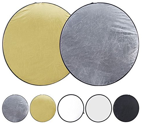 Ayex Fällbart reflektorset – guld, silver, svart, vit och diffusor