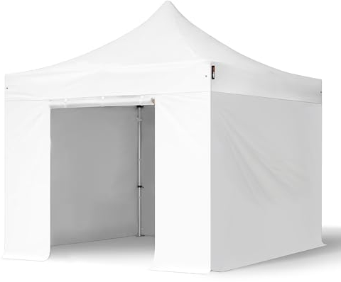 TOOLPORT Faltzelt Faltpavillon Professional 3x3 m mit 4 Seitenteilen (ohne Fenster) - ALU Pavillon Partyzelt weiß