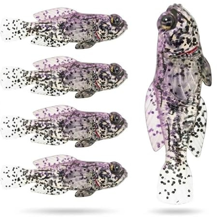 5er Set FISHN GOBYone 7,6cm 9gr Ultra Realistische Grundel Gummifisch zum Angeln auf Barsch, Zander Hecht und Forelle (Purple Rain)