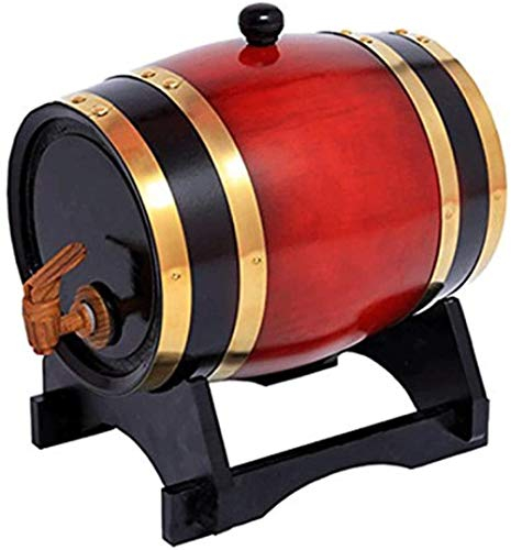 personnalisé - Baril de chêne Baril en Bois - Faites Vieillir Votre Propre bière au Whisky Vin Bourbon Tequila Rhum Sauce piquante et Plus (Couleur: Rétro Couleur Taille: 3L)-3L_Vin rou
