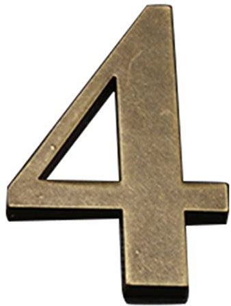 Zayookey Self Adhesive House Number Sign 4 Inch Ancient Copper Home Address Number Rustic Metal for Hotel Room Door Street Mailbox Plaque (Door Number 4)