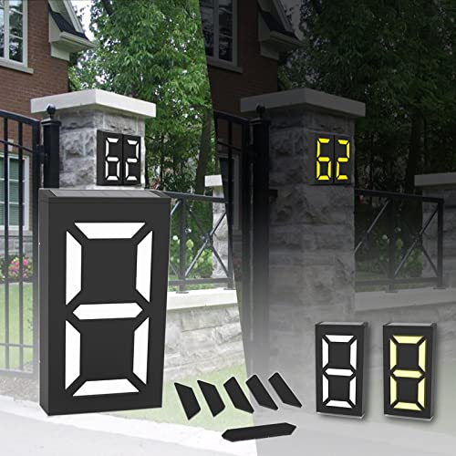 TINYOUTH Solar LED Hausnummer Hausschilder Plaketten, Beleuchtung Türnummer Hausnummern Plakette mit Solarleuchten, 8 Beleuchtungsmodi IP65 wasserdichter Hausfinder für Außenbereich DIY Hausschild