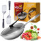 Sizzle Master Edelstahl-Wokpfanne und antihaftbeschichtete Bratpfanne, Wok mit Glasdeckel und Doppelpfannenwender, antihaftbeschichtet und ofenfest, Wabenstruktur, Allherd-kompatibel mit 27,9 cm und