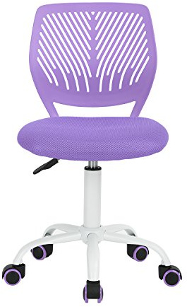 FurnitureR Silla de Escritorio Moderna sin Brazos para Estudio/Oficina en casa de los niños, Silla ergonómica de Altura Ajustable giratoria para Ordenador, Color Morado