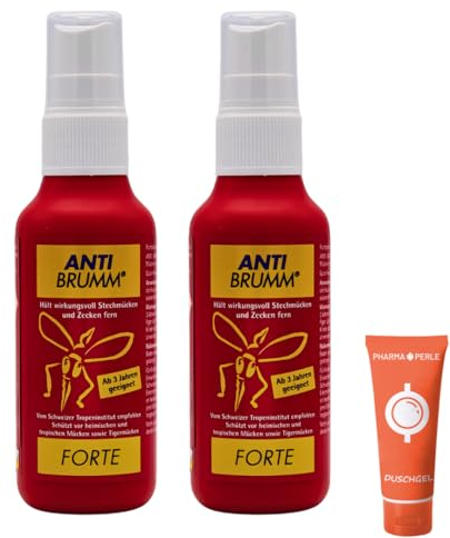 Anti Brumm Forte Pumpspray 2x 75 ml I Insekten-Repellent I effektiver Schutz gegen Mücken und Zecken I DEET I Für Fernreisen, Tropen I Spar-Set plus Pharma Perle give-away
