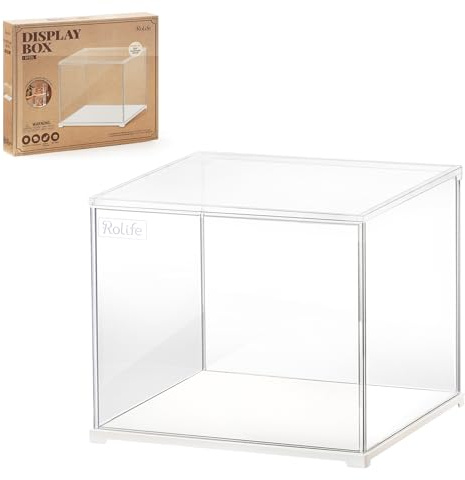 Caja de exhibición acrílica Rolife Transparente con cubierta antipolvo diseñada para casa de muñecas/Kit de casa en miniatura DIY/Rompecabezas 3D/Figuras de acción (28,7x23,7x24,4cm