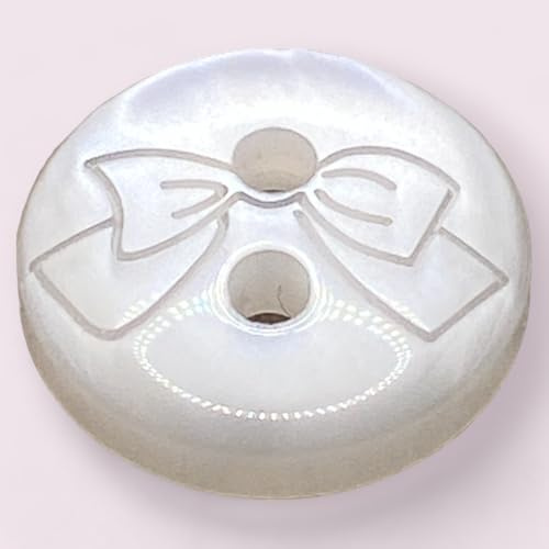 KnitForLess 11mm Baby Cardigan Buttons, 2 Hole, Bow Engraved, Assorted Colours, for Shirts Pack of 10 (White)