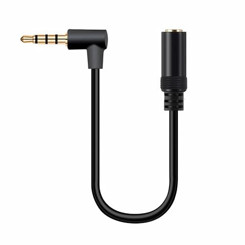 Bolwins J44 Cavo di prolunga audio, 30 cm, 3,5 mm, 4 poli, spina dorata e presa, adattatore angolare a 90 gradi, compatibile con stereo AUX