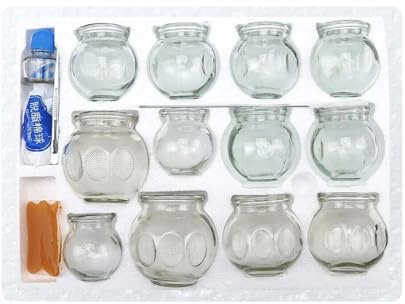 Set di coppette per fuoco con accessori – Vasetti in vetro con pinzette, tamponi di cotone e lampada ad alcool – Set di coppette per la tradizionale terapia di coppettazione