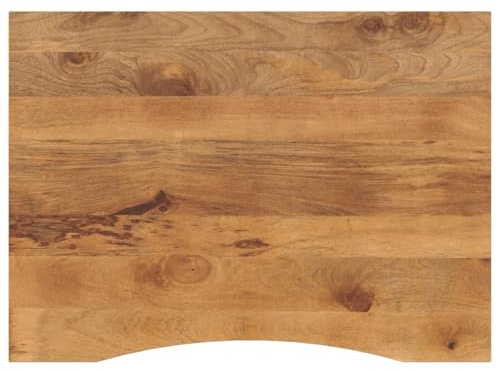 Hoopleep skrivbordsskiva i massivt mangoträ med utskärning, 110 x 80 x 2,5 cm, träbordsskiva för kontorsbord, datorbord, matbord, mångsidigt trä skrivbord