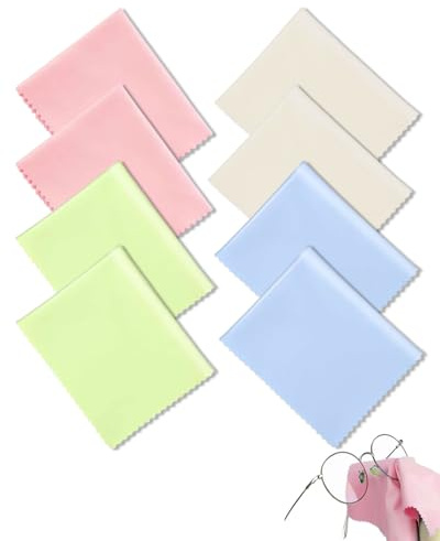 WINXMIN 8pcs Panni Microfibra Occhiali da Vista Riutilizzabili – Dimensione 15cm x 18cm,Per pulizia di occhiali,Lenti,Tablet e telefoni,Panni microfibra delicati e efficaci