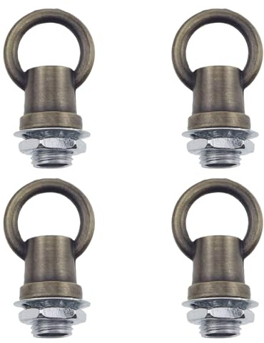 sunnates 4 PCS Hook Rings for Light Fixture Light Fixture Hooks Nuts M10 Lamp Female Loop Holder for Extension Chandelier Chain (Antique Brass)