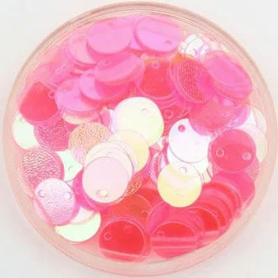 Zum Aufnähen Lose holografische Pailletten, Flache, runde, lose Pailletten(AB Transparent Pink,20mm 10g 90pcs)