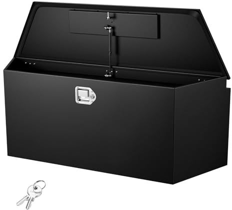 VEVOR Deichselbox Truckbox 1245 x 353 x 470 mm aus Stahl, 50 kg Belastbare Werkzeugaufbewahrungsbox mit Schloss & Schlüsseln, Anhängerbox für Pickup-Ladeflächen Wohnmobile SUVs Geländewagen, Schwarz