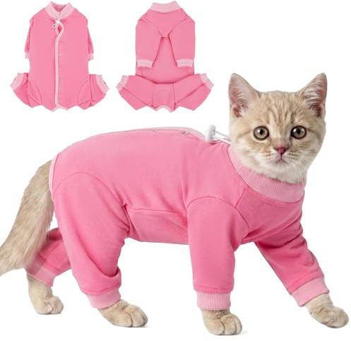 PUMYPOREITY Body para Gatos Post Cirugía, Suave Body Gatos Postoperatorio Hembra Traje De Recuperación, Detiene El Acicalamiento Excesivo Y Cubre Los Puntos De Sutura(Rosa, S)