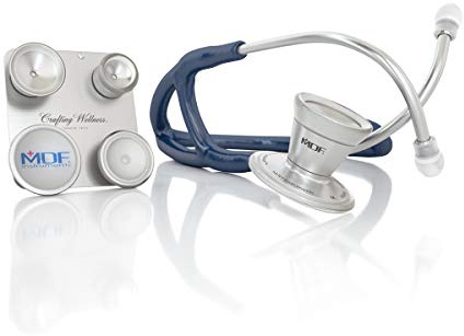 MDF Instruments, ProCardial C3 Stetoscopio cardiologico della in acciaio inox, con due superfici, con testina convertibile per adulti, bambini e lattanti - Blu marina (MDF797CC-04)