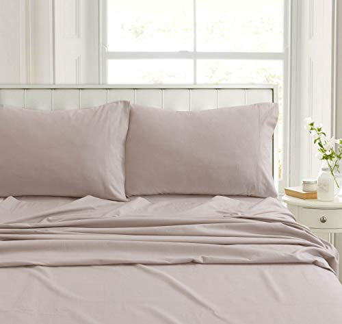 Tribeca Living FLA200SHEETQUOA Bettlaken-Set mit tiefer Tasche, Baumwolle, Hellbeige, Queen