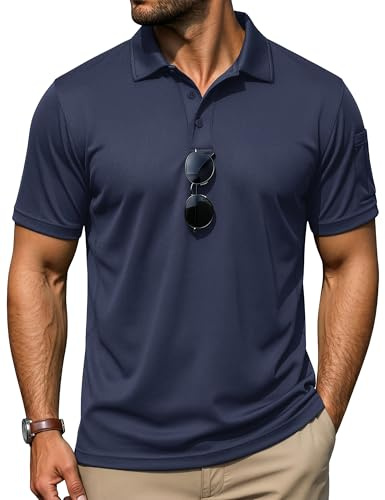 TACVASEN Men's Breathable Golf Polo Shirt Quick Dry Short Sleeve Casual Work Polo T-Shirt