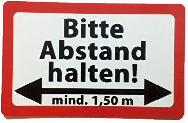 Bitte Abstand halten 2 Schilder magnetisch und selbstklebend Aufkleber 8,6 cm x 5,4 cm wiederverwendbar Warnung Schutz Hinweis Klinik Büro Praxis Geschäft Tür Fenster