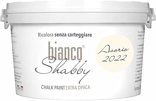 bianco Shabby® Avorio 2022 (Elfenbein) - (2,5 Liter) Chalk Paint Kreidefarbe auf Wasserbasis für alle Oberflächen – geruchsneutral, einfach zu verarbeiten, extra matt