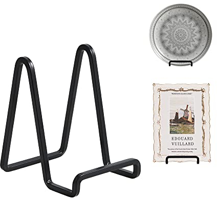 Plate Holder Easel Display Stand - 4.5 inch Metal Plate Stands for Display - Tabletop Picture Stand - Black Iron Easels for Display Pictures | Photo Frames | Book | Decorative Plates | Plaque - 1 Pack
